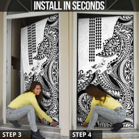 Hawaiian Tribal Manta Ray Door Cover Kakau Tattoo and Polynesian Art Motif Pattern LT03 - Polynesian Pride