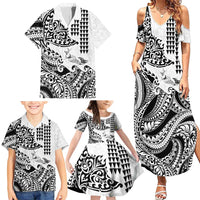 Hawaiian Tribal Manta Ray Family Matching Summer Maxi Dress and Hawaiian Shirt Kakau Tattoo and Polynesian Art Motif Pattern LT03 - Polynesian Pride