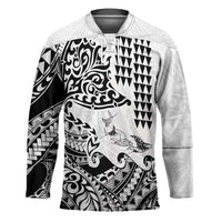 Hawaiian Tribal Manta Ray Hockey Jersey Kakau Tattoo and Polynesian Art Motif Pattern