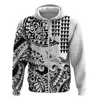 Hawaiian Tribal Manta Ray Hoodie Kakau Tattoo and Polynesian Art Motif Pattern LT03 Zip Hoodie Multicolor - Polynesian Pride