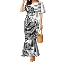 Hawaiian Tribal Manta Ray Mermaid Dress Kakau Tattoo and Polynesian Art Motif Pattern LT03 Women Multicolor - Polynesian Pride