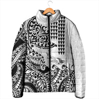 Hawaiian Tribal Manta Ray Padded Jacket Kakau Tattoo and Polynesian Art Motif Pattern