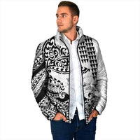 Hawaiian Tribal Manta Ray Padded Jacket Kakau Tattoo and Polynesian Art Motif Pattern