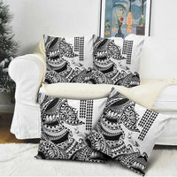 Hawaiian Tribal Manta Ray Pillow Cover Kakau Tattoo and Polynesian Art Motif Pattern