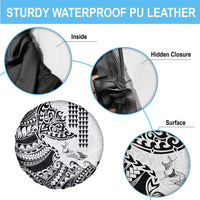 Hawaiian Tribal Manta Ray Spare Tire Cover Kakau Tattoo and Polynesian Art Motif Pattern LT03 - Polynesian Pride