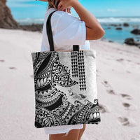 Hawaiian Tribal Manta Ray Tote Bag Kakau Tattoo and Polynesian Art Motif Pattern