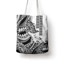 Hawaiian Tribal Manta Ray Tote Bag Kakau Tattoo and Polynesian Art Motif Pattern