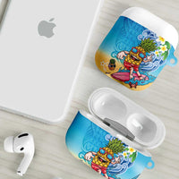 Hawaiian Funny Pineapple Surfing AirPods Case Beach with Tribal Kakau and Plumeria LT03 - Polynesian Pride