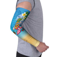 Hawaiian Funny Pineapple Surfing Arm Sleeves Beach with Tribal Kakau and Plumeria LT03 - Polynesian Pride