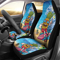 Hawaiian Funny Pineapple Surfing Car Seat Cover Beach with Tribal Kakau and Plumeria LT03 - Polynesian Pride
