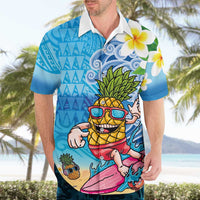 Hawaiian Funny Pineapple Surfing Hawaiian Shirt Beach with Tribal Kakau and Plumeria LT03 - Polynesian Pride