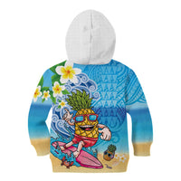 Hawaiian Funny Pineapple Surfing Kid Hoodie Beach with Tribal Kakau and Plumeria LT03 - Polynesian Pride