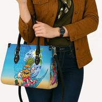 Hawaiian Funny Pineapple Surfing Leather Bag Beach with Tribal Kakau and Plumeria