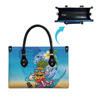Hawaiian Funny Pineapple Surfing Leather Bag Beach with Tribal Kakau and Plumeria
