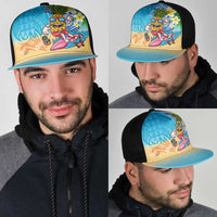 Hawaiian Funny Pineapple Surfing Mesh Trucker Cap Beach with Tribal Kakau and Plumeria