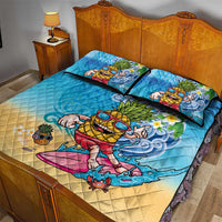 Hawaiian Funny Pineapple Surfing Quilt Bed Set Beach with Tribal Kakau and Plumeria LT03 - Polynesian Pride