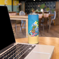 Hawaiian Funny Pineapple Surfing Skinny Tumbler Beach with Tribal Kakau and Plumeria