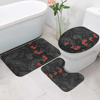 Hawaiian Taro Leaves and Ohia Lehua Bathroom Set Polynesian Tribal Art Tropical Plants Motifs Grayscale LT03 - Polynesian Pride