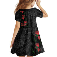 Hawaiian Taro Leaves and Ohia Lehua Family Matching Long Sleeve Bodycon Dress and Hawaiian Shirt Polynesian Tribal Art Tropical Plants Motifs Grayscale LT03 - Polynesian Pride