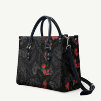 Hawaiian Taro Leaves and Ohia Lehua Leather Bag Polynesian Tribal Art Tropical Plants Motifs Grayscale LT03 Multicolor - Polynesian Pride
