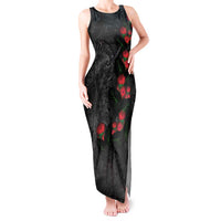 Hawaiian Taro Leaves and Ohia Lehua Tank Maxi Dress Polynesian Tribal Art Tropical Plants Motifs Grayscale LT03 Women Multicolor - Polynesian Pride