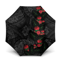 Hawaiian Taro Leaves and Ohia Lehua Umbrella Polynesian Tribal Art Tropical Plants Motifs Grayscale LT03 One Size Folded 11.42 inch Opened Diameter 37.4 inch Multicolor - Polynesian Pride