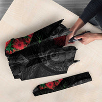 Hawaiian Taro Leaves and Ohia Lehua Umbrella Polynesian Tribal Art Tropical Plants Motifs Grayscale LT03 - Polynesian Pride