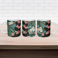 Hawaiian Taro Leaves and Ohia Lehua Ceramic Mug Polynesian Tribal Art Tropical Plants Motifs Colorful LT03 - Polynesian Pride