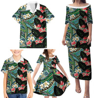 Hawaiian Taro Leaves and Ohia Lehua Family Matching Puletasi and Hawaiian Shirt Polynesian Tribal Art Tropical Plants Motifs Colorful LT03 - Polynesian Pride