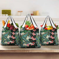 Hawaiian Taro Leaves and Ohia Lehua Grocery Bag Polynesian Tribal Art Tropical Plants Motifs Colorful LT03 3-pack One Size Multicolor - Polynesian Pride