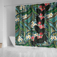 Hawaiian Taro Leaves and Ohia Lehua Shower Curtain Polynesian Tribal Art Tropical Plants Motifs Colorful LT03 - Polynesian Pride