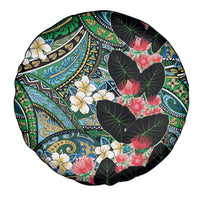Hawaiian Taro Leaves and Ohia Lehua Spare Tire Cover Polynesian Tribal Art Tropical Plants Motifs Colorful LT03 - Polynesian Pride