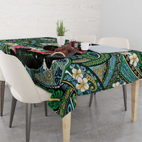Hawaiian Taro Leaves and Ohia Lehua Tablecloth Polynesian Tribal Art Tropical Plants Motifs Colorful