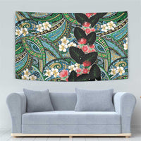 Hawaiian Taro Leaves and Ohia Lehua Tapestry Polynesian Tribal Art Tropical Plants Motifs Colorful