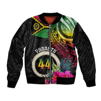 Vanuatu 44th Anniversary Sleeve Zip Bomber Jacket Boars Tusk Tugeta Yumi Selebretem Indipendens Dei