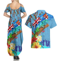Fiji Day Couples Matching Summer Maxi Dress and Hawaiian Shirt Tagimoucia Flower and Melanesia Pattern LT03 - Polynesian Pride