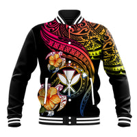 Polynesia Hawaii Turtle Day Baseball Jacket Hibiscus and Kanaka Maoli LT03 Unisex Black - Polynesian Pride