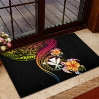 Polynesia Hawaii Turtle Day Rubber Doormat Hibiscus and Kanaka Maoli LT03 - Polynesian Pride