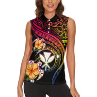 Polynesia Hawaii Turtle Day Women Sleeveless Polo Shirt Hibiscus and Kanaka Maoli LT03 - Polynesian Pride