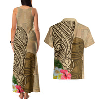 Hawaii Kanaloa Tiki Couples Matching Tank Maxi Dress and Hawaiian Shirt Polynesian Tattoo and Tapa Pattern LT03 - Polynesian Pride