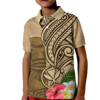 Hawaii Kanaloa Tiki Kid Polo Shirt Polynesian Tattoo and Tapa Pattern