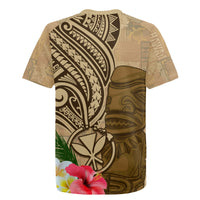 Hawaii Kanaloa Tiki Rugby Jersey Polynesian Tattoo and Tapa Pattern