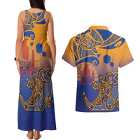 Hawaiki Nui Va'a Solo French Polynesia Couples Matching Tank Maxi Dress and Hawaiian Shirt Sunset Color LT03 - Polynesian Pride