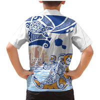 Hawaiki Nui Va'a Solo French Polynesia Family Matching Mermaid Dress and Hawaiian Shirt Blue Color LT03 - Polynesian Pride