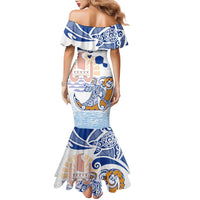 Hawaiki Nui Va'a Solo French Polynesia Family Matching Mermaid Dress and Hawaiian Shirt Blue Color LT03 - Polynesian Pride