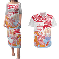 Hawaiki Nui Va'a Solo French Polynesia Couples Matching Puletasi and Hawaiian Shirt Red Color LT03 Red - Polynesian Pride