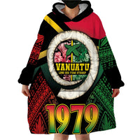 Vanuatu Constitution Day Wearable Blanket Hoodie Polynesian Tattoo and Pig Tusk Since 1979 LT03 - Polynesian Pride