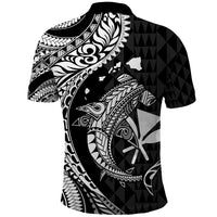 Aloha Hawaii Hammerhead Shark Polo Shirt Black Kakau and Polynesian Tattoo LT03