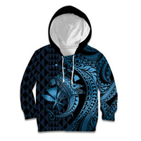 Aloha Hawaii Hammerhead Shark Kid Hoodie Blue Kakau and Polynesian Tattoo LT03