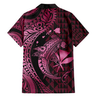 Aloha Hawaii Hammerhead Shark Family Matching Tank Maxi Dress and Hawaiian Shirt Pink Kakau and Polynesian Tattoo LT03